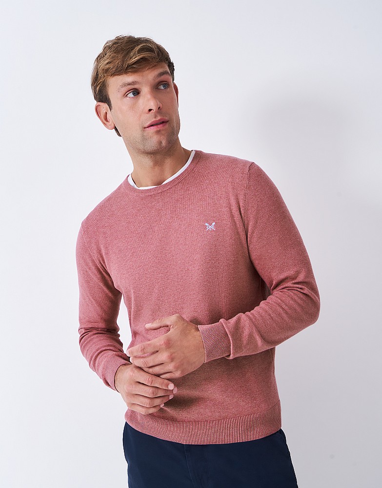 Organic Cotton Crew Neck Jumper in Pink